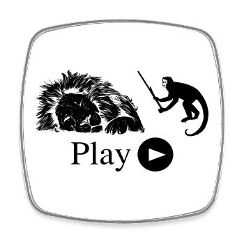 Funny monkey and lion - Square fridge magnet - white - Front