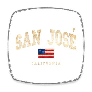 San Jose Vintage Flag California - Viereckiger Kühlschrankmagnet - Weiß - Vorne