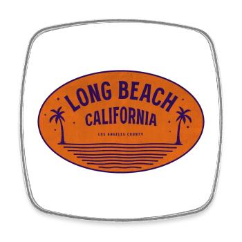 Long Beach Kalifornien Palmenstrand Vintage - Viereckiger Kühlschrankmagnet - Weiß - Vorne