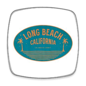 Long Beach California Retro Strandmotiv - Viereckiger Kühlschrankmagnet - Weiß - Vorne