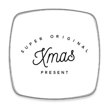 Super Original Weihnachtsgeschenk | Minimalistischer Urlaub - Viereckiger Kühlschrankmagnet - Weiß - Vorne
