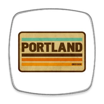 Vintage Portland Abzeichen - Viereckiger Kühlschrankmagnet - Weiß - Vorne