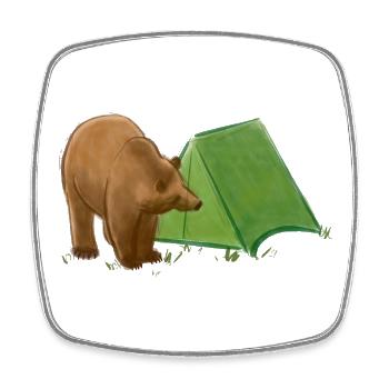 Campement des ours sous tente - Magnet carré - blanc - Devant