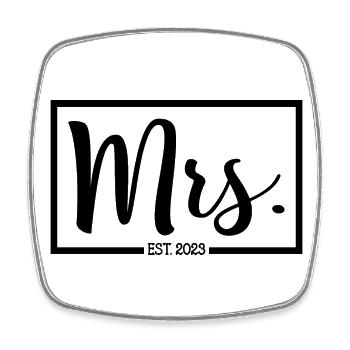 Mme Est. 2023 Fiançailles Mariage Douche nuptiale - Magnet carré - blanc - Devant