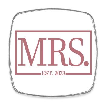 Mrs. Est. 2023 Fiançailles Douche nuptiale Mariage - Magnet carré - blanc - Devant