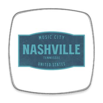 Nashville Vintage Schild Music City - Viereckiger Kühlschrankmagnet - Weiß - Vorne