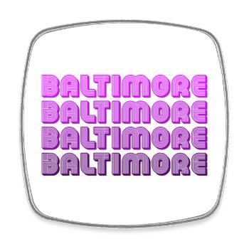 Baltimore Neon Raster - Viereckiger Kühlschrankmagnet - Weiß - Vorne