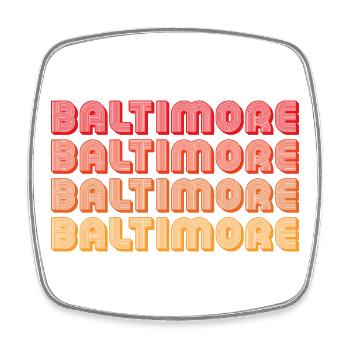 Baltimore Neon Gradient Repeats - Square fridge magnet - white - Front
