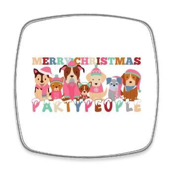 Frohe Weihnachten Partypeople Hunde Geschenk - Viereckiger Kühlschrankmagnet - Weiß - Vorne