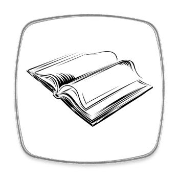 Buch book Illustration sketch icon Symbol Bücher - Viereckiger Kühlschrankmagnet - Weiß - Vorne