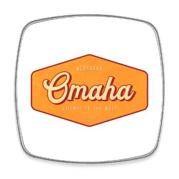 Omaha Retro Badge: Gateway to the West - Viereckiger Kühlschrankmagnet - Weiß - Vorne