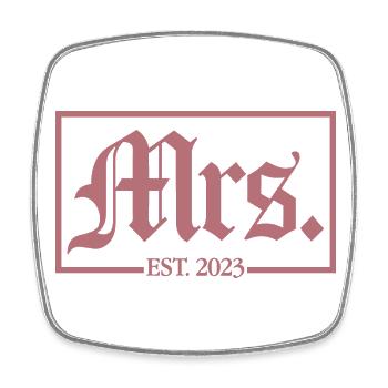 Mme Est. 2023 Fiançailles Mariage Douche nuptiale - Magnet carré - blanc - Devant