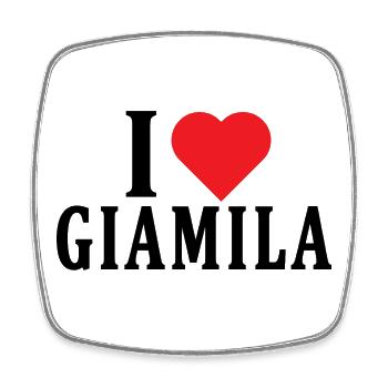 T-Shirt Ich liebe Giamila T-Shirt Geschenkidee - Viereckiger Kühlschrankmagnet - Weiß - Vorne