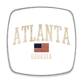 Atlanta Georgia Retro Flag Tee - Viereckiger Kühlschrankmagnet - Weiß - Vorne