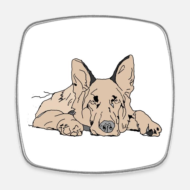 Chien de berger - Magnet carré - blanc