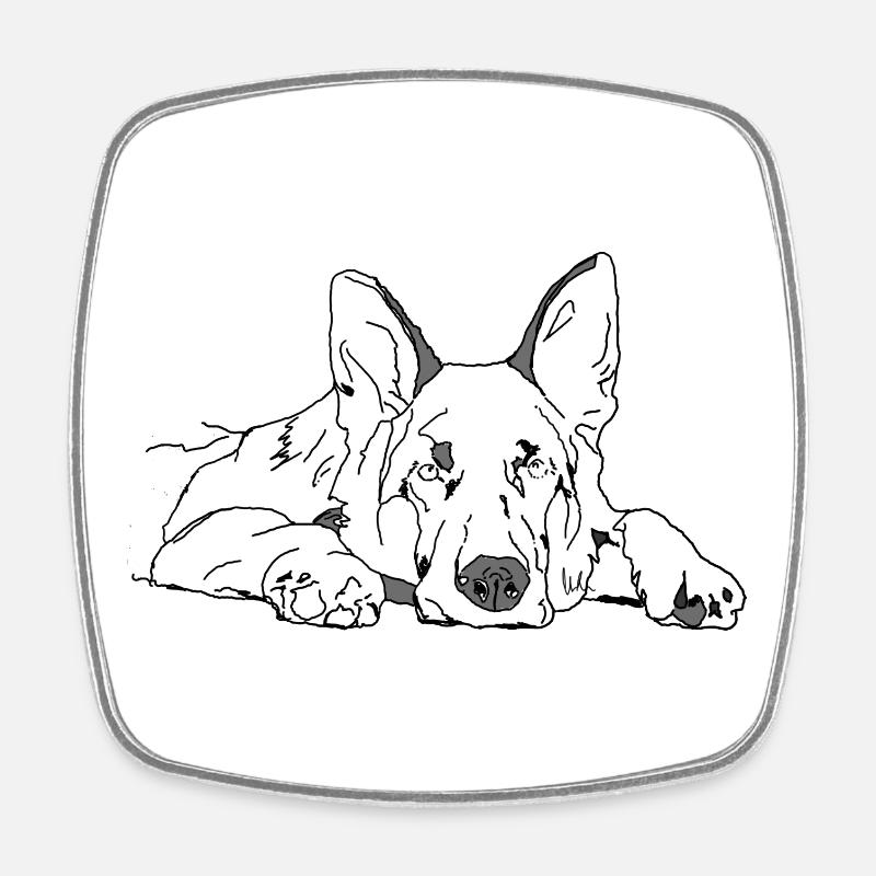 Schäferhund - Viereckiger Kühlschrankmagnet - Weiß