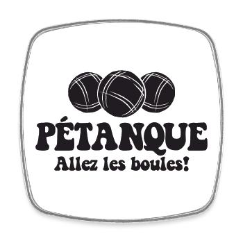 3 Boulekugeln für Bouler Boulekugel Petanque Boule - Viereckiger Kühlschrankmagnet - Weiß - Vorne