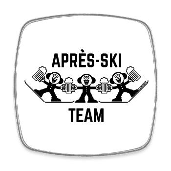 Après-Ski Team Trio (Bier / Karikatur / 1C) - Viereckiger Kühlschrankmagnet - Weiß - Vorne