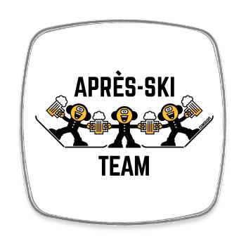 Après-Ski Team Trio (Bier / Karikatur / 3C) - Viereckiger Kühlschrankmagnet - Weiß - Vorne