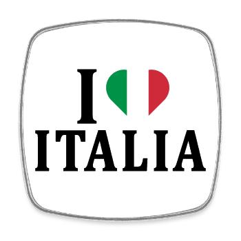 T-Shirt Ich liebe Italien Flagge T-Shirt Geschenk - Viereckiger Kühlschrankmagnet - Weiß - Vorne