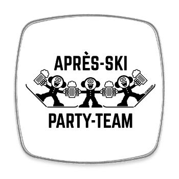 Après-Ski Party Team Trio (Bier / Karikatur / 1C) - Viereckiger Kühlschrankmagnet - Weiß - Vorne