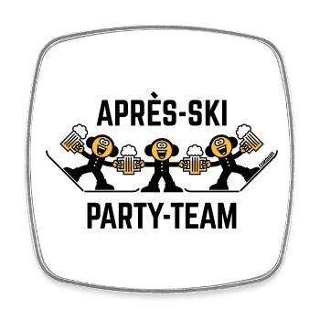 Après-Ski Party Team Trio (Bier / Karikatur / 3C) - Viereckiger Kühlschrankmagnet - Weiß - Vorne