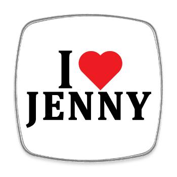 t-shirt I love Jenny t-shirt gift idea - Square fridge magnet - white - Front