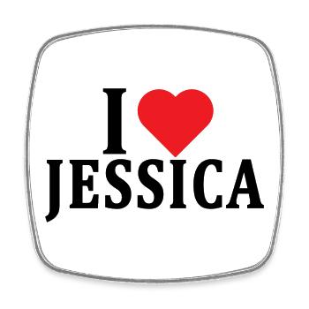T-Shirt Ich liebe Jessica T-Shirt Geschenkidee - Viereckiger Kühlschrankmagnet - Weiß - Vorne