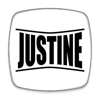T-Shirt Justine T-Shirt Geschenkidee - Viereckiger Kühlschrankmagnet - Weiß - Vorne