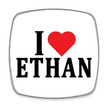 T-Shirt I love Ethan T-Shirt Geschenkidee - Viereckiger Kühlschrankmagnet - Weiß - Vorne
