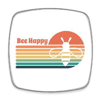 Vintage Sonnenuntergang mit Biene und Spruch - Viereckiger Kühlschrankmagnet - Weiß - Vorne