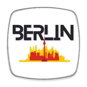 Silhouette de la silhouette de la ligne d’horizon de Berlin - Magnet carré - blanc - Devant