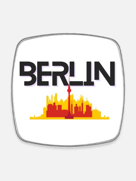 Berliner Skyline-Silhouette - Viereckiger Kühlschrankmagnet - Weiß