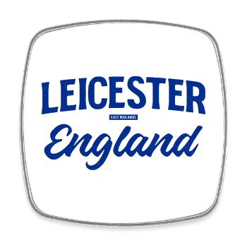 Logo d’écriture de Leicester England - Magnet carré - blanc - Devant