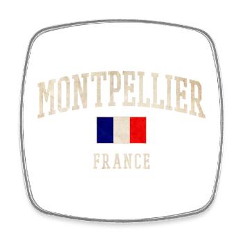 Montpellier Frankreich Vintage Design - Viereckiger Kühlschrankmagnet - Weiß - Vorne