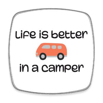 Das Leben ist besser in einem Camper - Viereckiger Kühlschrankmagnet - Weiß - Vorne