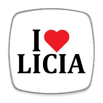 name t-shirt I love Licia t-shirt gift idea - Square fridge magnet - white - Front