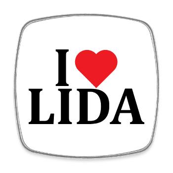 Name T-Shirt I love Lida T-Shirt Geschenkidee - Viereckiger Kühlschrankmagnet - Weiß - Vorne