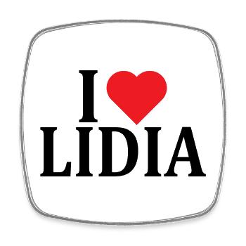 Name T-Shirt I love Lidia T-Shirt Geschenkidee - Viereckiger Kühlschrankmagnet - Weiß - Vorne