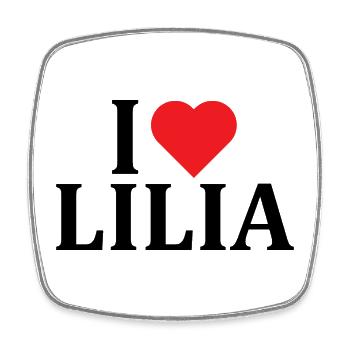 nom t-shirt J’aime Lilia t-shirt idée cadeau - Magnet carré - blanc - Devant