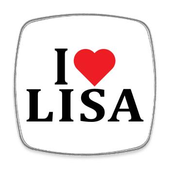 nom t-shirt J’aime Lisa t-shirt idée cadeau - Magnet carré - blanc - Devant