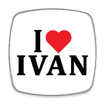 Name T-Shirt I love Ivan T-Shirt Geschenkidee - Viereckiger Kühlschrankmagnet - Weiß - Vorne