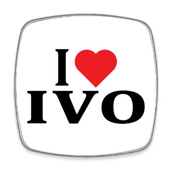 Name T-Shirt I love Ivo T-Shirt Geschenkidee - Viereckiger Kühlschrankmagnet - Weiß - Vorne