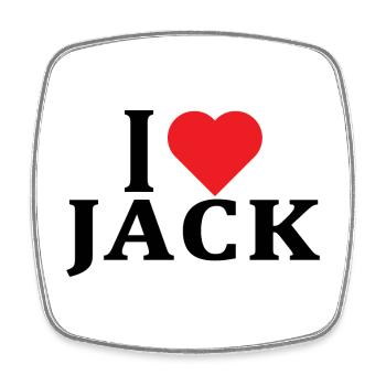 name t-shirt I love Jack t-shirt gift idea - Square fridge magnet - white - Front