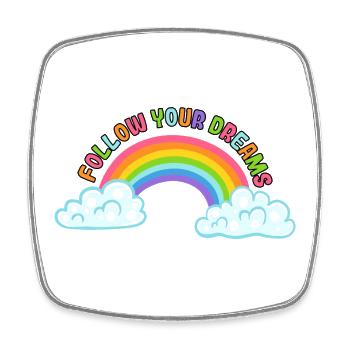 Follow your dreams with rainbow and clouds # - Square fridge magnet - white - Front