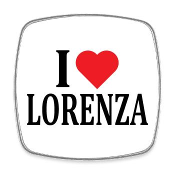 T-Shirt I love Lorenza T-Shirt Geschenkidee - Viereckiger Kühlschrankmagnet - Weiß - Vorne