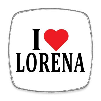 Name T-Shirt I love Lorraine T-Shirt Geschenkidee - Viereckiger Kühlschrankmagnet - Weiß - Vorne