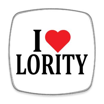 T-Shirt I love Lority T-Shirt Geschenkidee - Viereckiger Kühlschrankmagnet - Weiß - Vorne