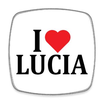 Name T-Shirt I love Lucia T-Shirt Geschenkidee - Viereckiger Kühlschrankmagnet - Weiß - Vorne