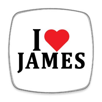T-Shirt I love James T-Shirt Geschenkidee - Viereckiger Kühlschrankmagnet - Weiß - Vorne